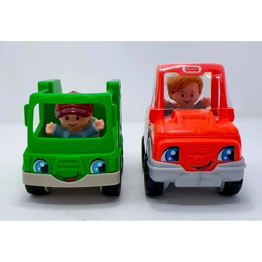 Fisher Price Little People Pickup & Recycling Garbage Truck Lot w/ Figures LP